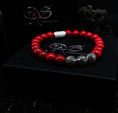 Roter Türkis Perlen Excelsior Silver 925 Sterling Silber