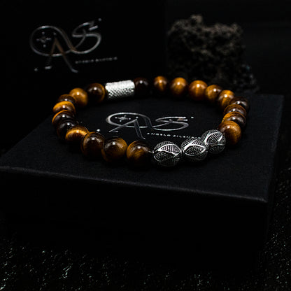 Tigerauge Perlen Excelsior Silver 925 Sterling Silber