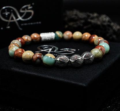 Serpentin Perlen Excelsior Silver 925 Sterling Silber