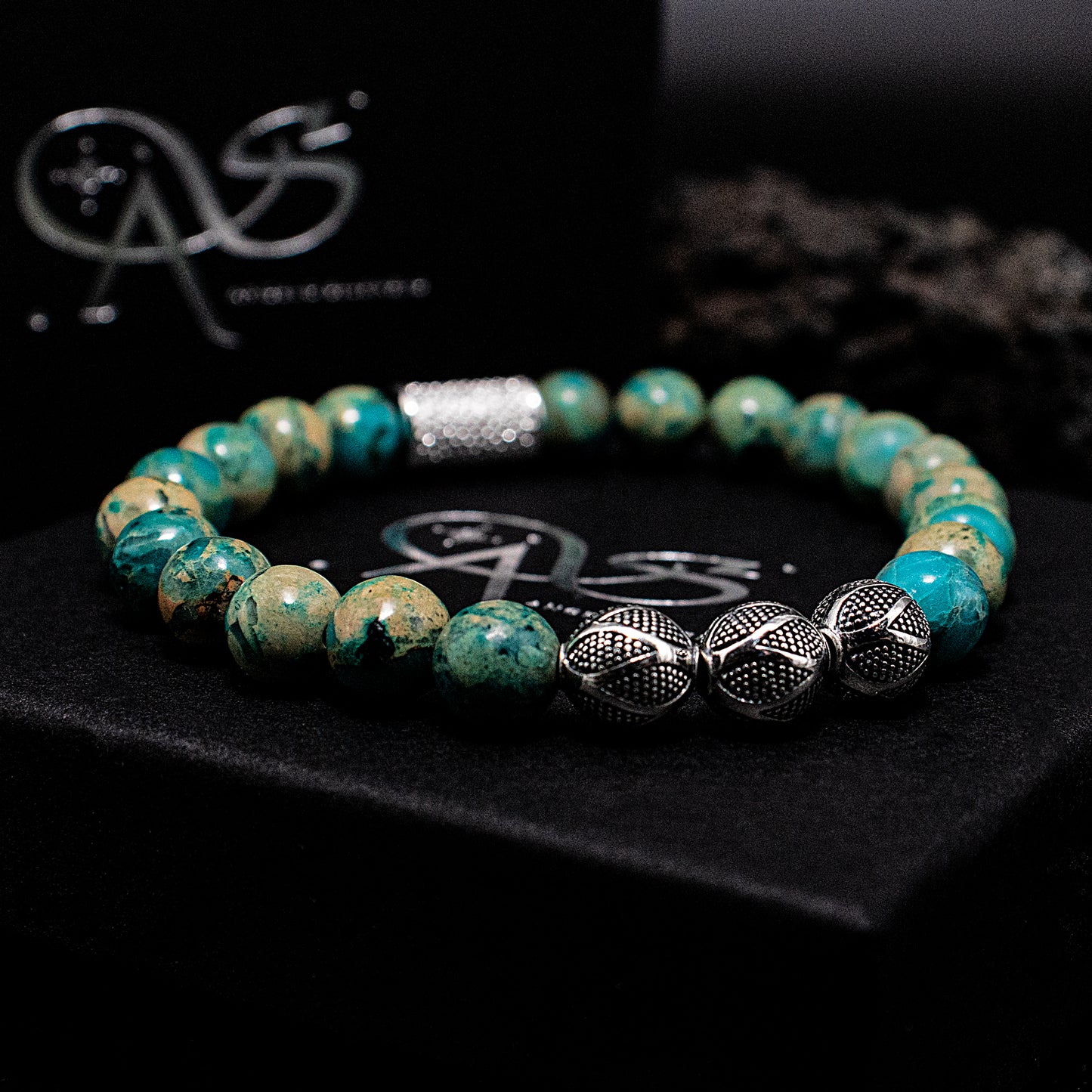 Aqua Terra Jaspis Perlen Excelsior Silver 925 Sterling Silber