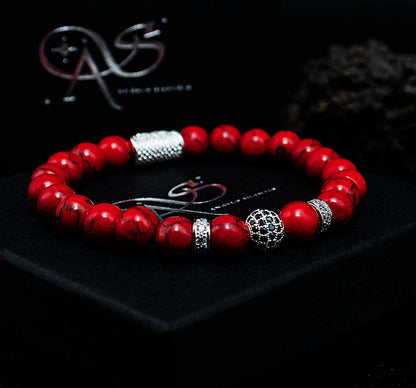 Roter Türkis Perlen Royal Crown 925 Sterling Silber