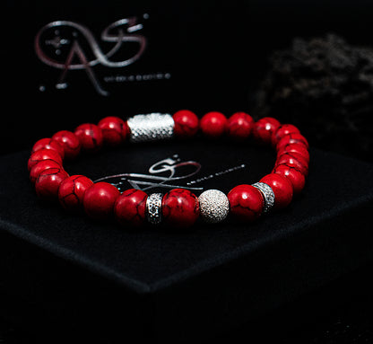 Roter Türkis Perlen Luna 925 Sterling Silber