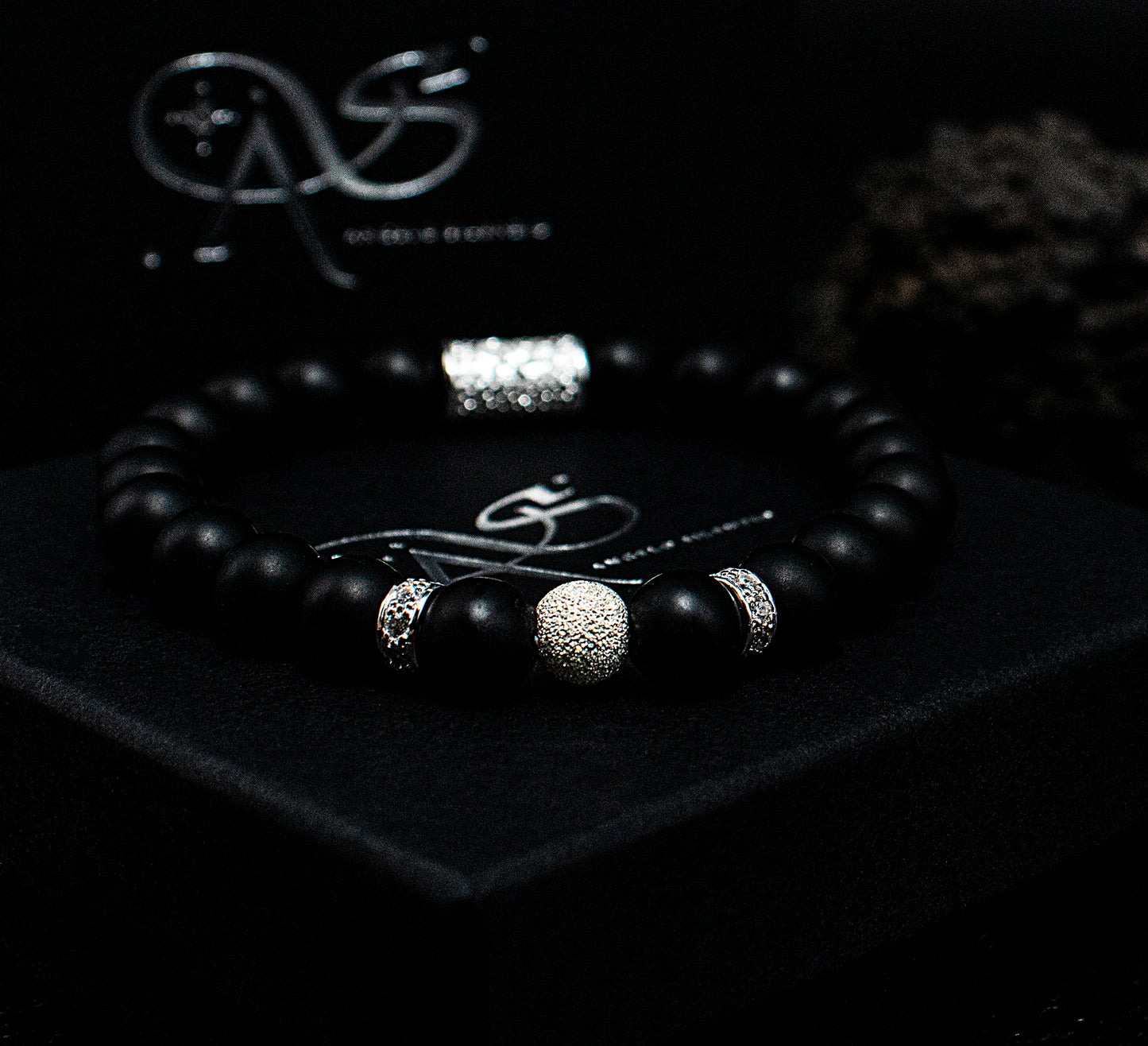 Onyx Perlen Schwarz Matt Luna 925 Sterling Silber