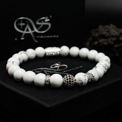 Howlith Perlen Royal Crown 925 Sterling Silber
