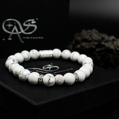 Howlith Perlen Luna 925 Sterling Silber