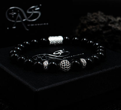 Onyx Perlen Schwarz Royal Crown 925 Sterling Silber