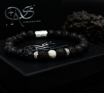 Lava Perlen Luna 925 Sterling Silber