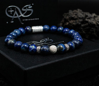 Lapislazuli Perlen Luna 925 Sterling Silber