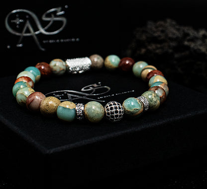 Serpentin Perlen Royal Crown 925 Sterling Silber
