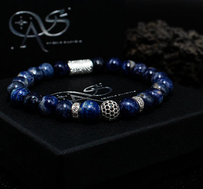 Sodalith Perlen Royal Crown 925 Sterling Silber