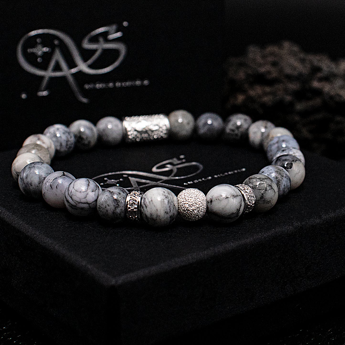 Achat Perlen Luna 925 Sterling Silber