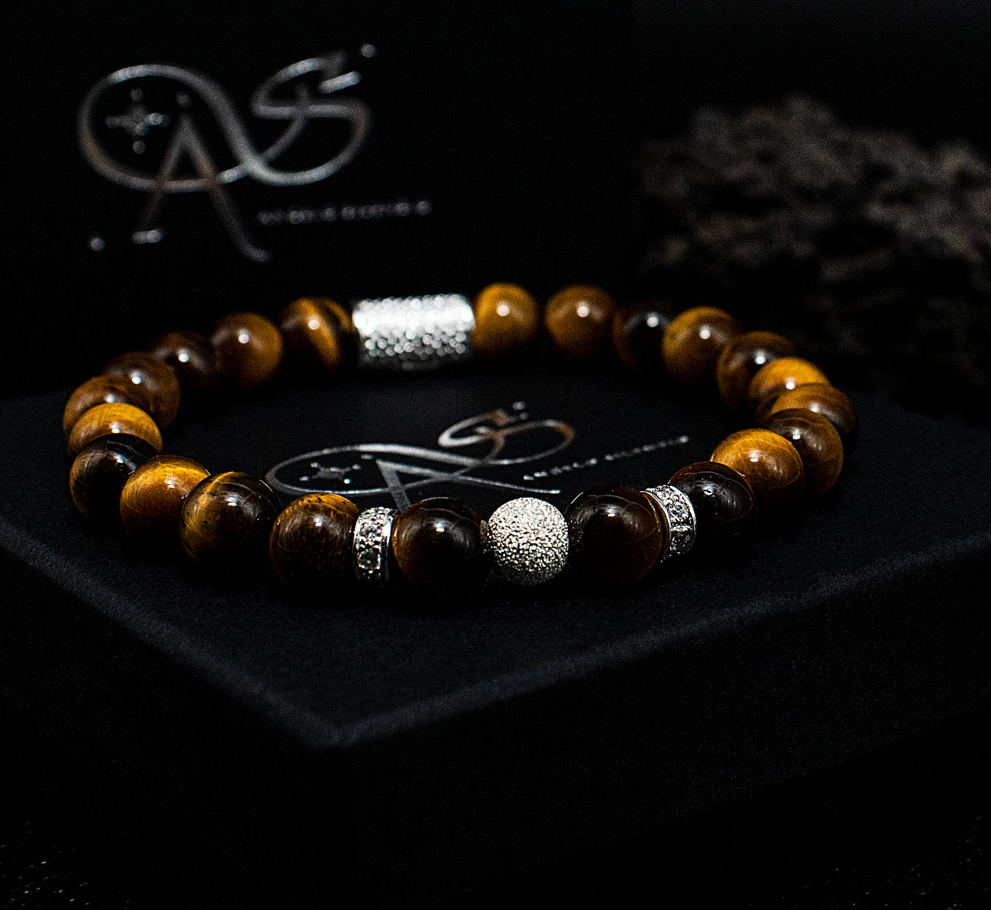 Tigerauge Perlen Luna 925 Sterling Silber