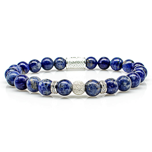Sodalith Perlen Luna 925 Sterling Silber
