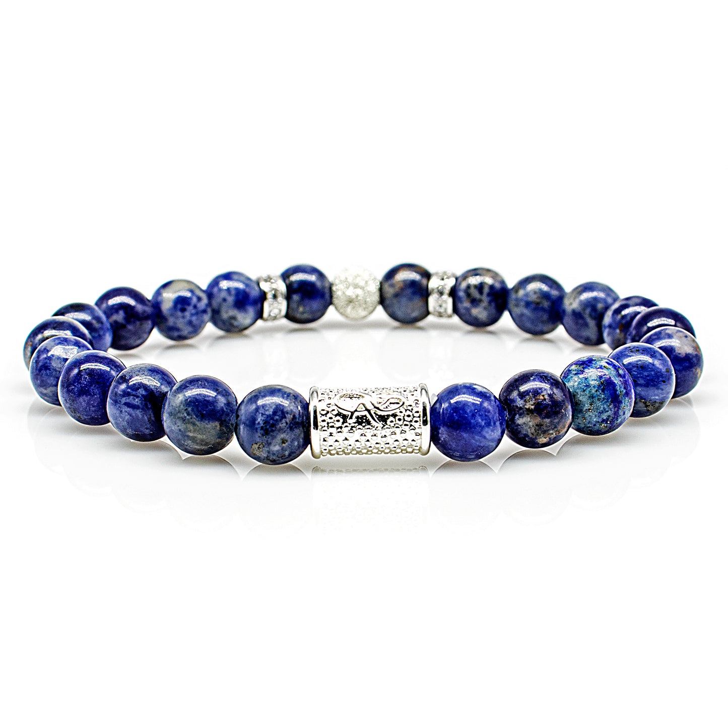 Sodalith Perlen Luna 925 Sterling Silber