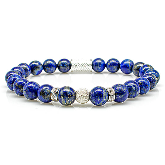 Lapislazuli Perlen Luna 925 Sterling Silber