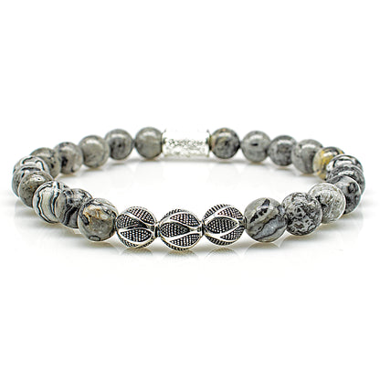 Jaspis Perlen Excelsior Silver 925 Sterling Silber