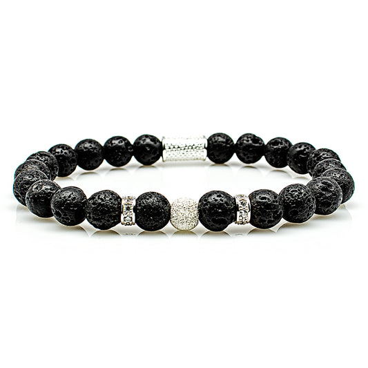 Lava Perlen Luna 925 Sterling Silber