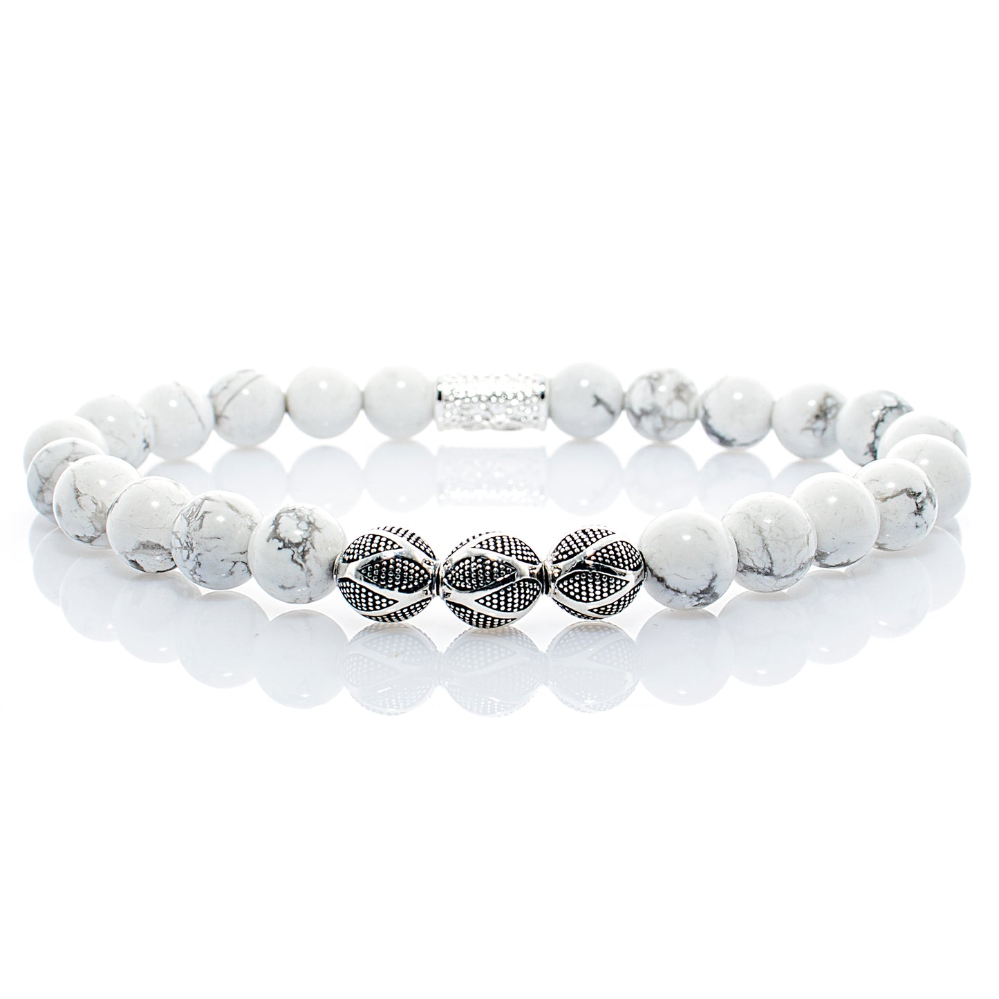 Howlith Perlen Excelsior Silver 925 Sterling Silber