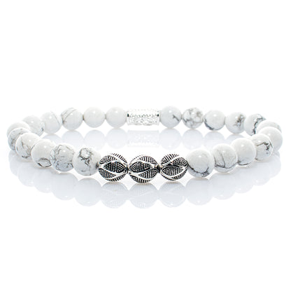 Howlith Perlen Excelsior Silver 925 Sterling Silber