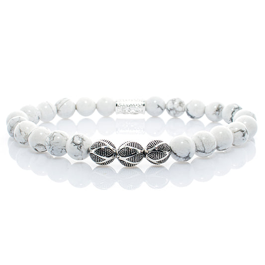 Howlith Perlen Excelsior Silver 925 Sterling Silber