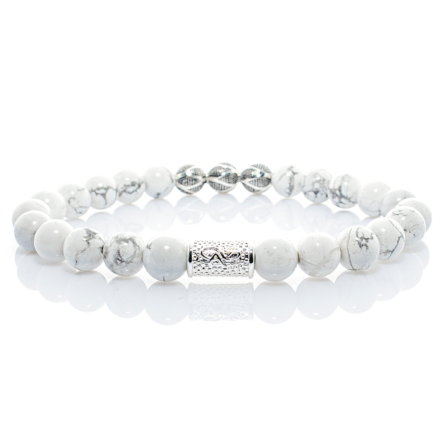 Howlith Perlen Excelsior Silver 925 Sterling Silber