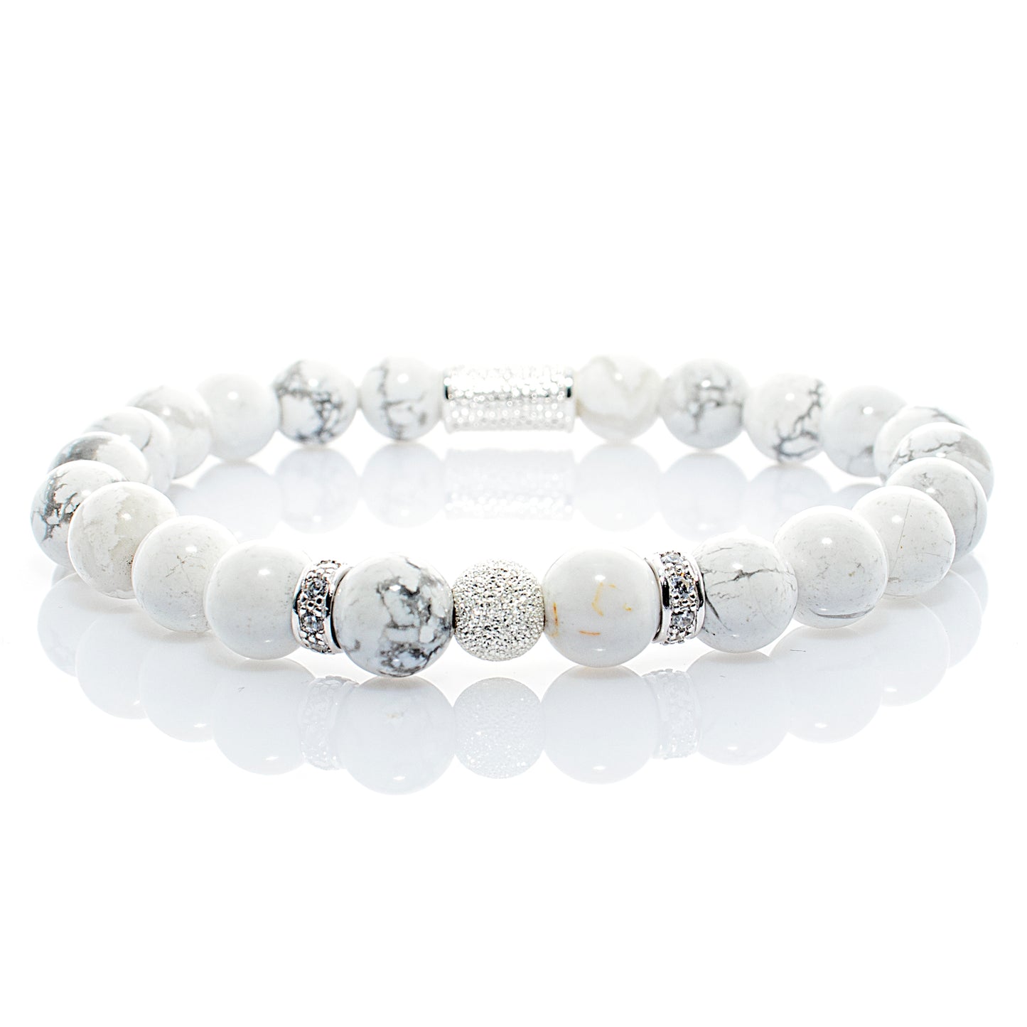 Howlith Perlen Luna 925 Sterling Silber