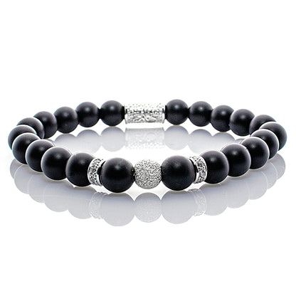 Onyx Perlen Schwarz Matt Luna 925 Sterling Silber