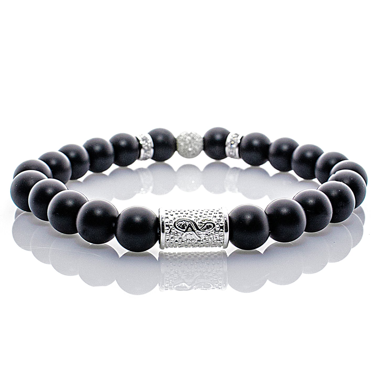 Onyx Perlen Schwarz Matt Luna 925 Sterling Silber