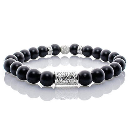 Onyx Perlen Schwarz Matt Luna 925 Sterling Silber