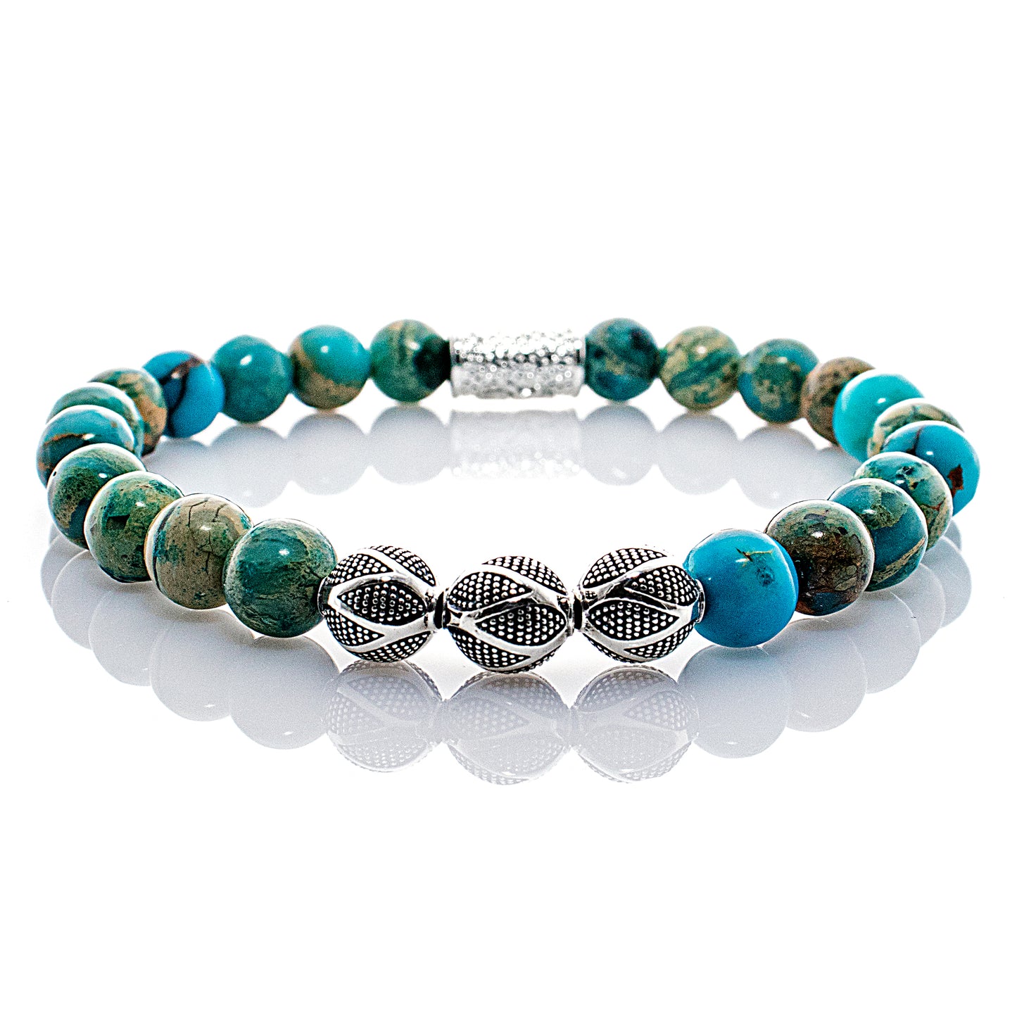 Aqua Terra Jaspis Perlen Excelsior Silver 925 Sterling Silber
