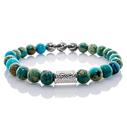 Aqua Terra Jaspis Perlen Excelsior Silver 925 Sterling Silber