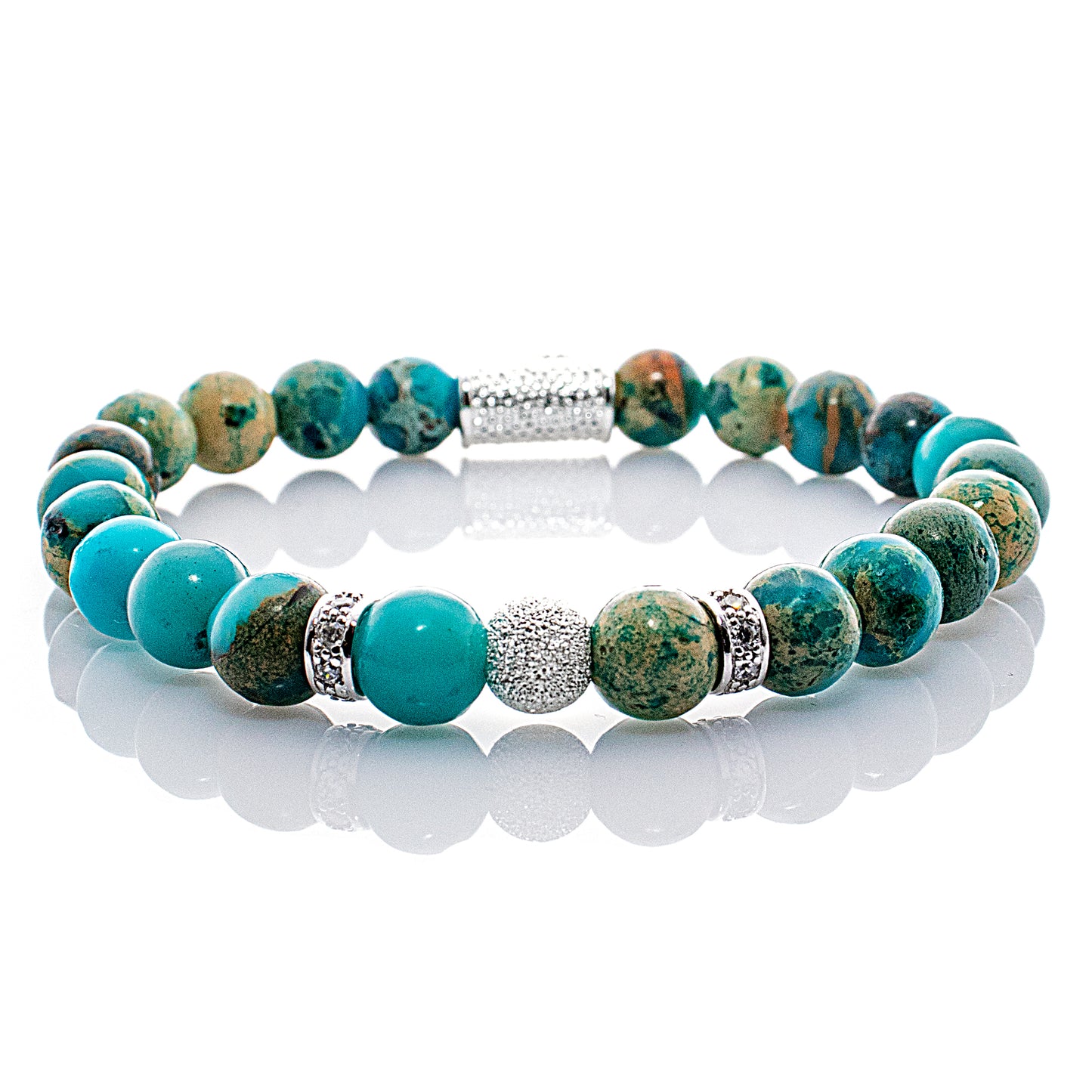 Aqua Terra Jaspis Perlen Luna 925 Sterling Silber