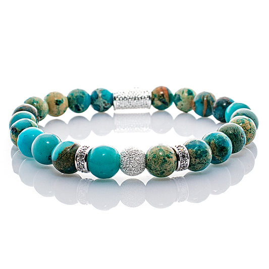 Aqua Terra Jaspis Perlen Luna 925 Sterling Silber