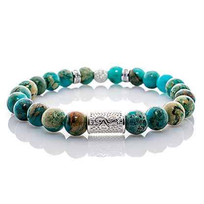 Aqua Terra Jaspis Perlen Luna 925 Sterling Silber