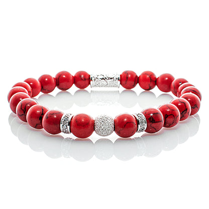 Roter Türkis Perlen Luna 925 Sterling Silber