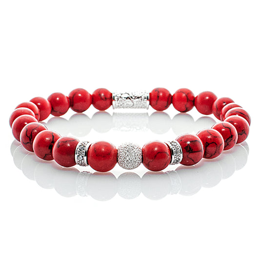 Roter Türkis Perlen Luna 925 Sterling Silber