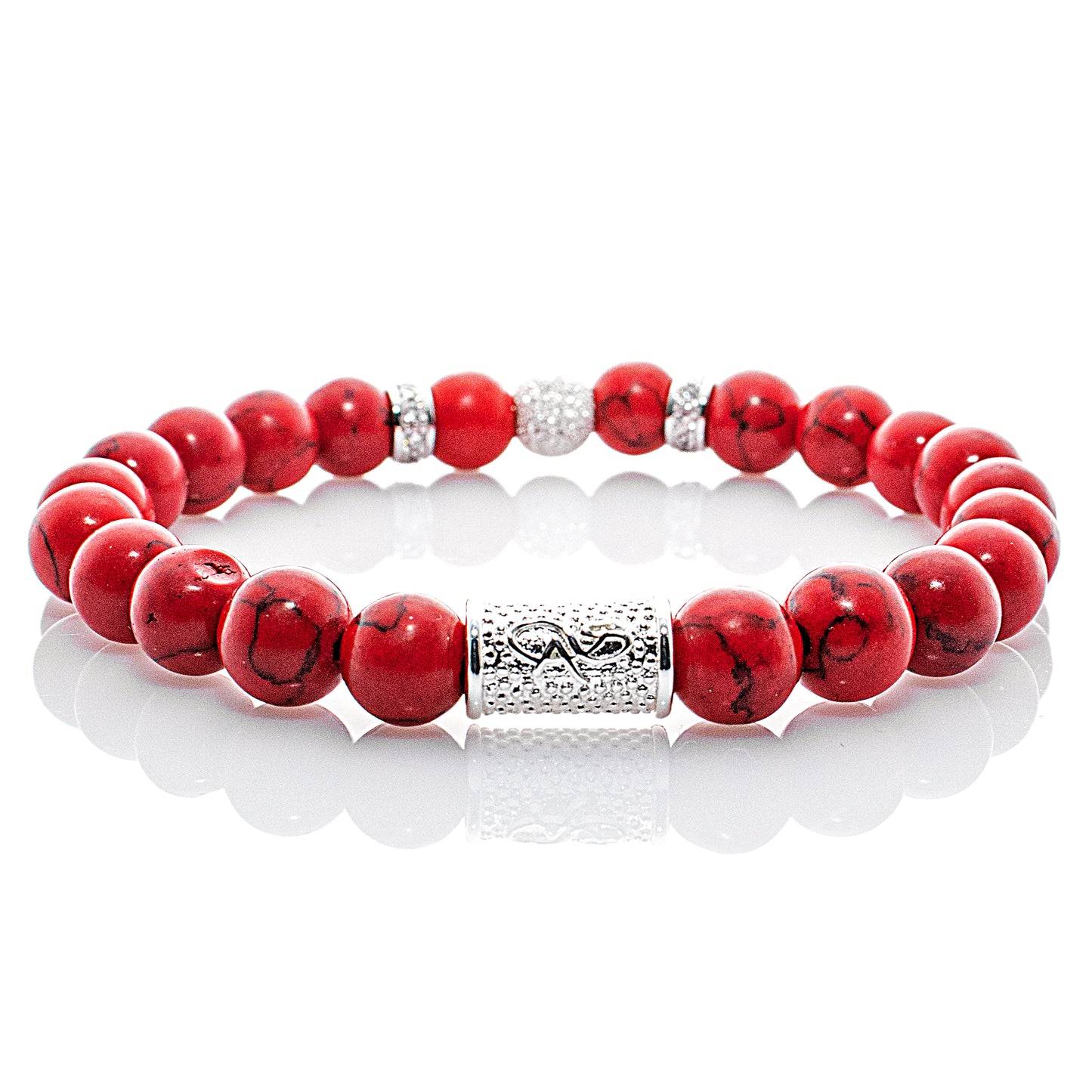 Roter Türkis Perlen Luna 925 Sterling Silber