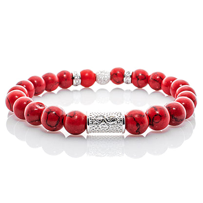 Roter Türkis Perlen Luna 925 Sterling Silber