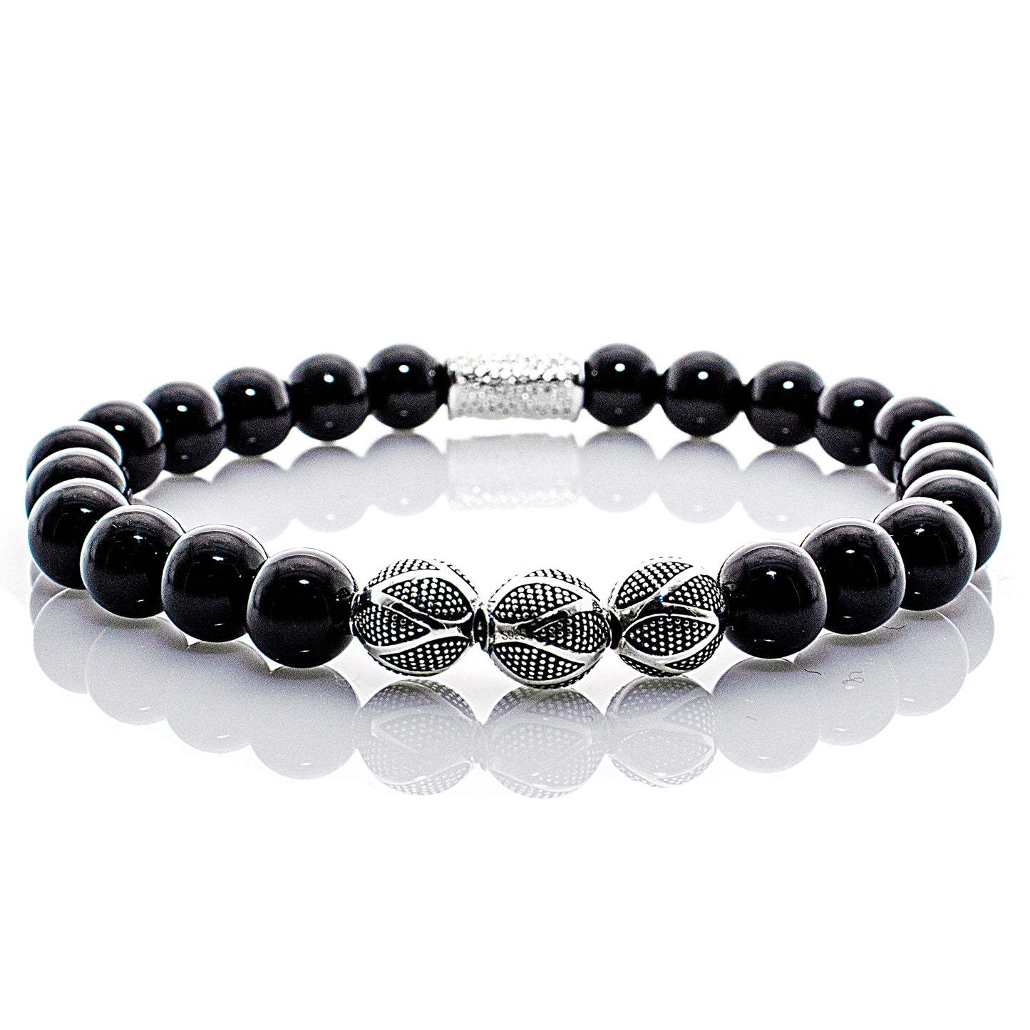 Onyx Schwarz Perlen Excelsior Silver 925 Sterling Silber