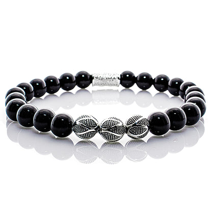 Onyx Schwarz Perlen Excelsior Silver 925 Sterling Silber