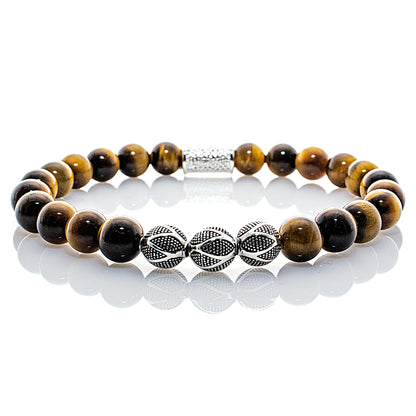 Tigerauge Perlen Excelsior Silver 925 Sterling Silber
