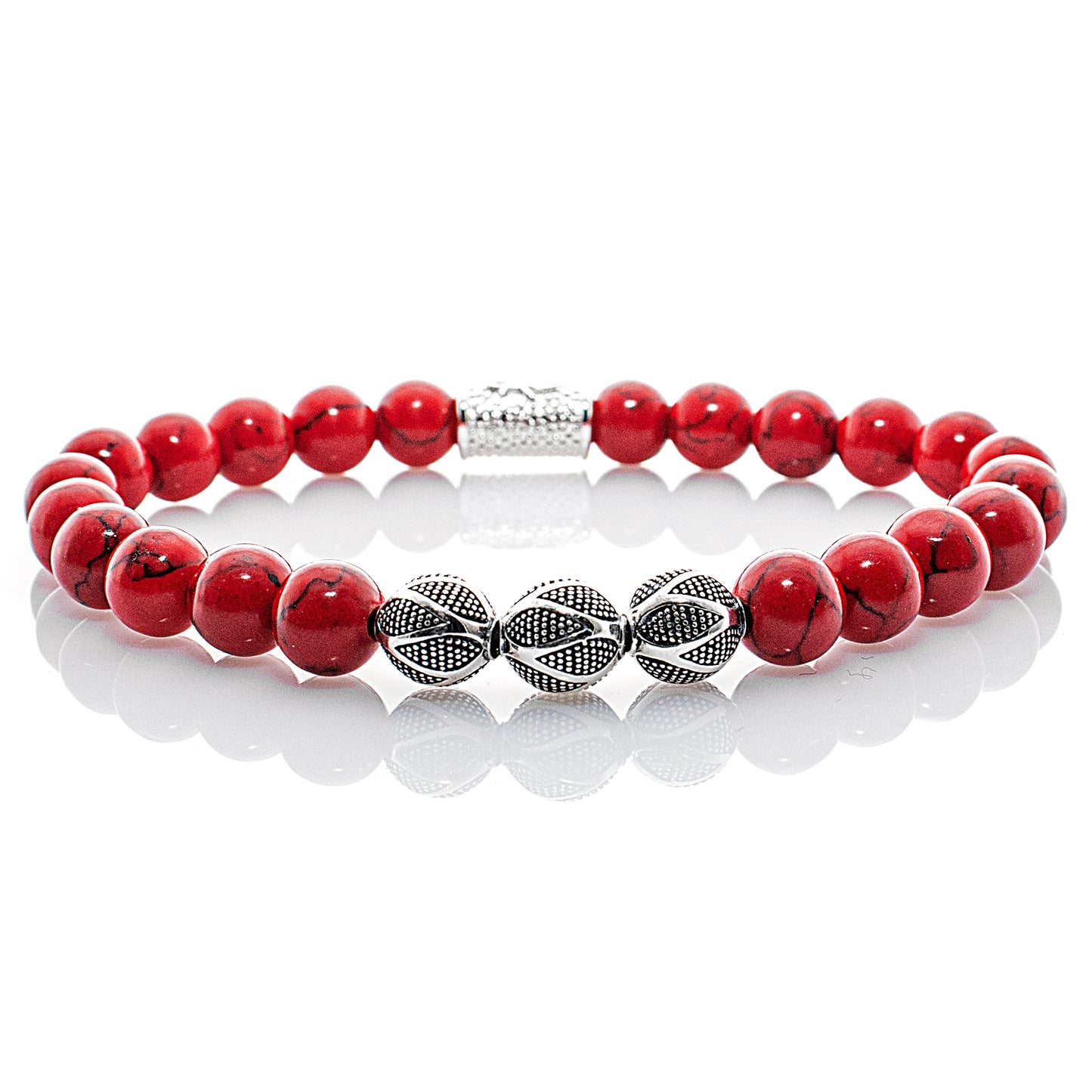 Roter Türkis Perlen Excelsior Silver 925 Sterling Silber