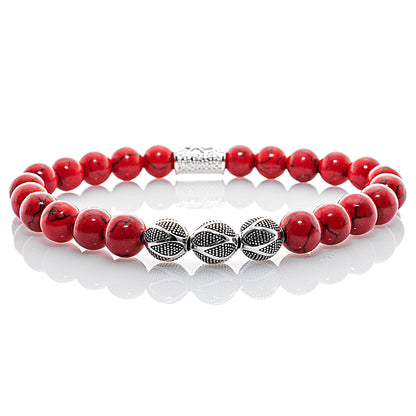 Roter Türkis Perlen Excelsior Silver 925 Sterling Silber