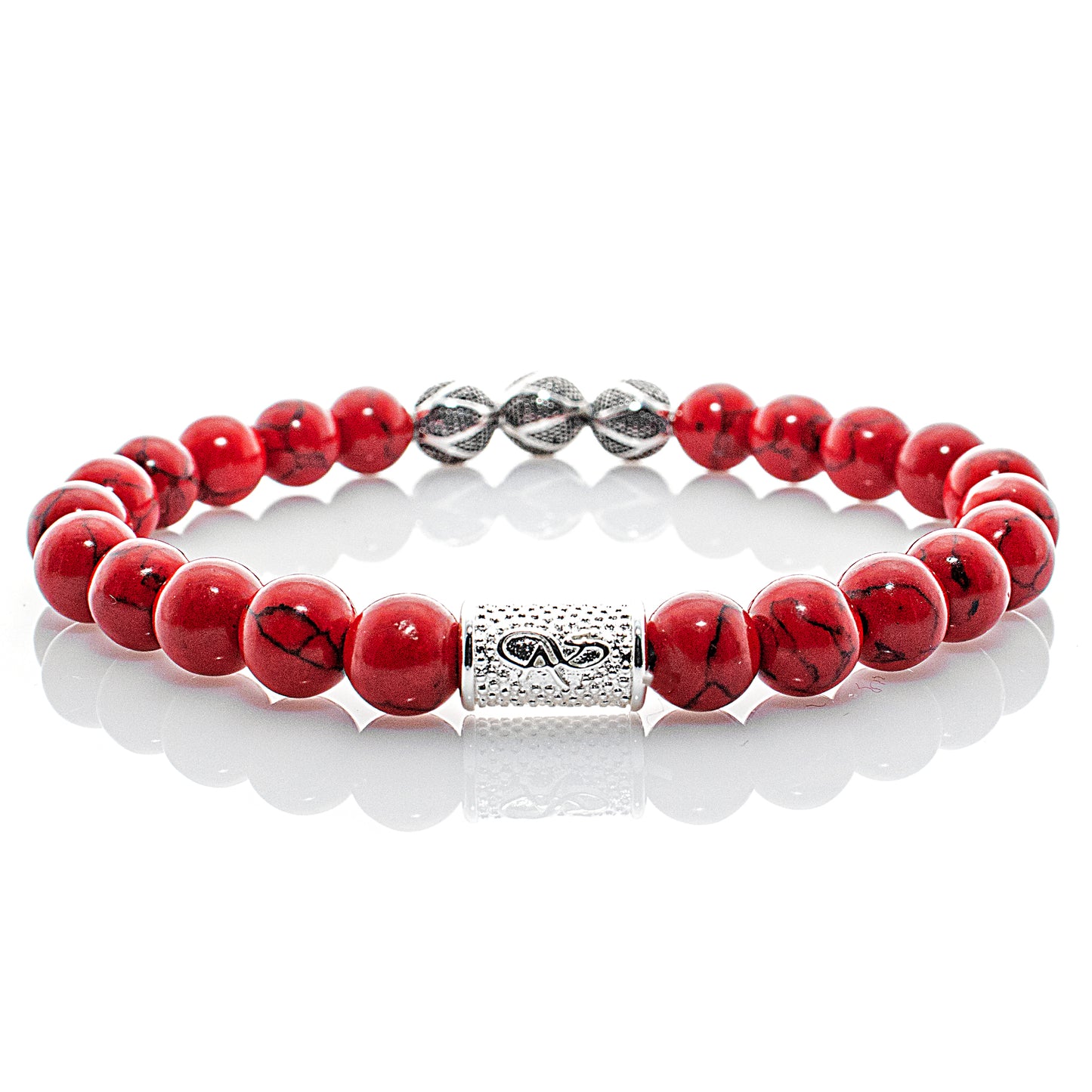 Roter Türkis Perlen Excelsior Silver 925 Sterling Silber