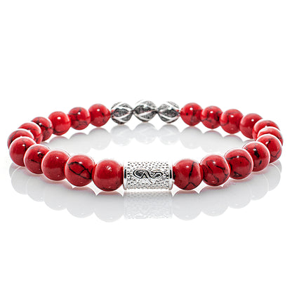 Roter Türkis Perlen Excelsior Silver 925 Sterling Silber