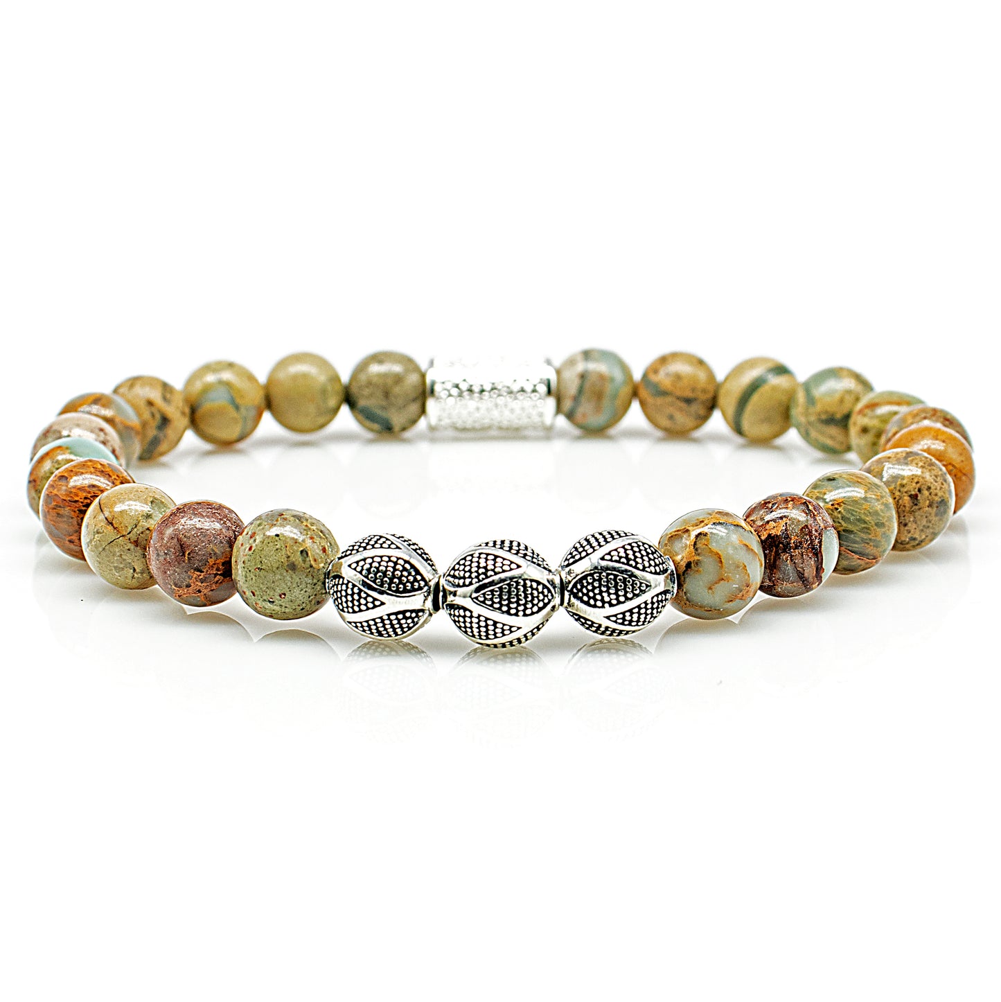 Serpentin Perlen Excelsior Silver 925 Sterling Silber