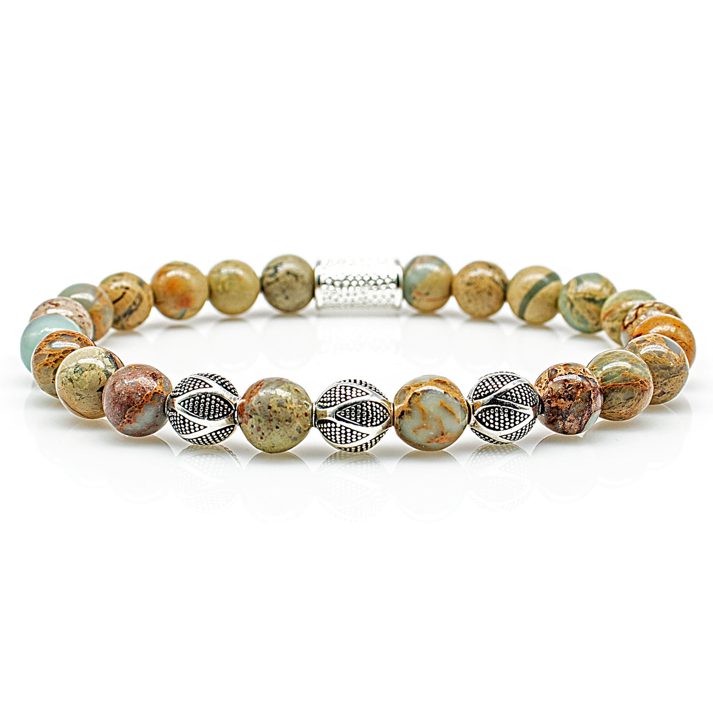 Serpentin Perlen Excelsior Silver 925 Sterling Silber