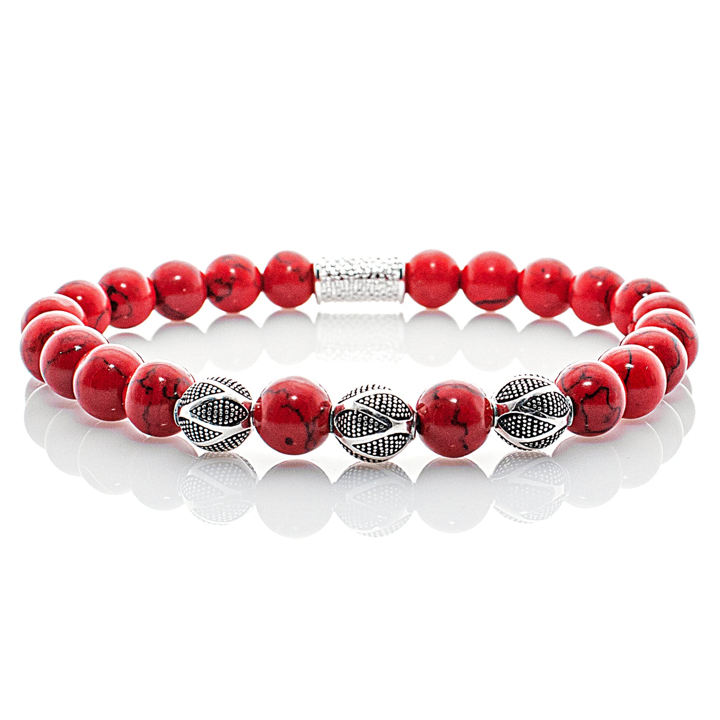 Roter Türkis Perlen Excelsior Silver 925 Sterling Silber