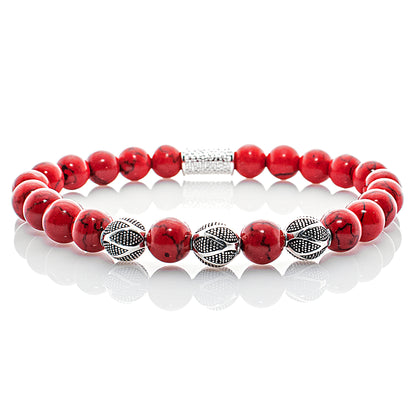 Roter Türkis Perlen Excelsior Silver 925 Sterling Silber