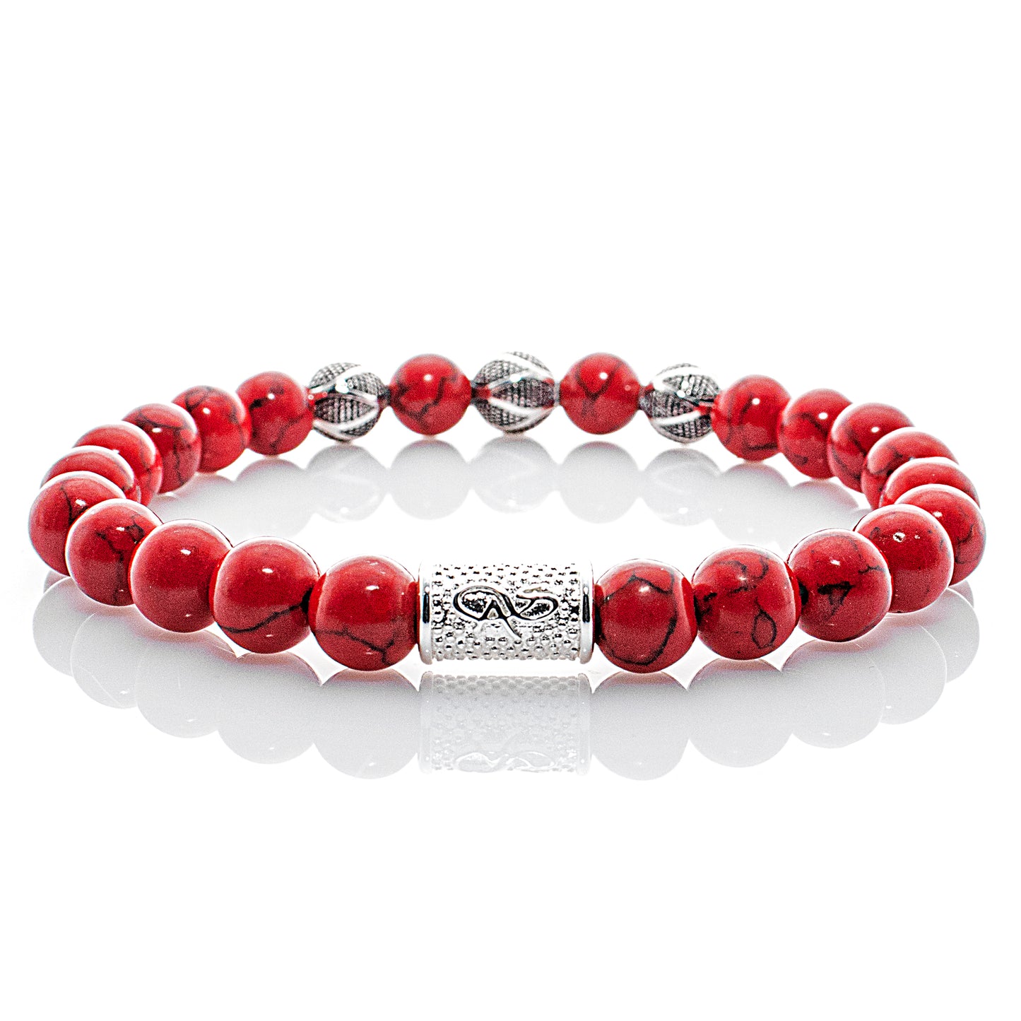 Roter Türkis Perlen Excelsior Silver 925 Sterling Silber